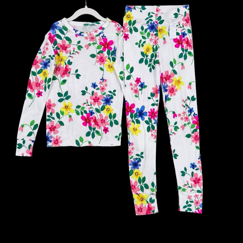 Gap Kids Girls Floral Pajama Set Sz 10 Organic Cotton Long Sleeve Pants